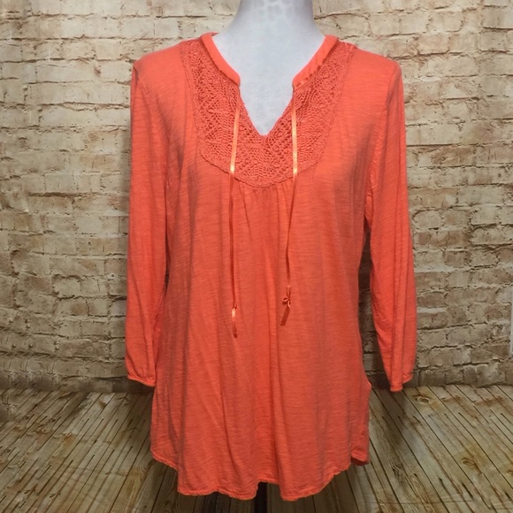 Lucky Brand Tops - Lucky Brand Coral Tunic / Peasant Blouse